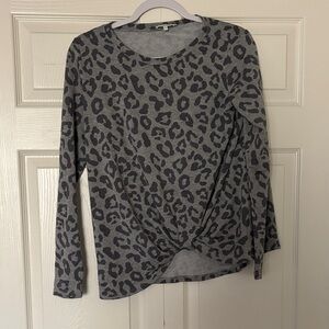 Grace & Lace Charcoal Leopard Long Sleeve Top